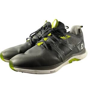FootJoy HyperFlex Golf Shoes Mens Size 9 Wide Gray Black Green Spiked Waterproof